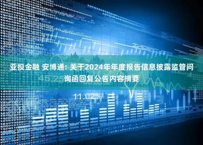 亚投金融 安博通: 关于2024年年度报告信息披露监管问询函回复公告内容摘要